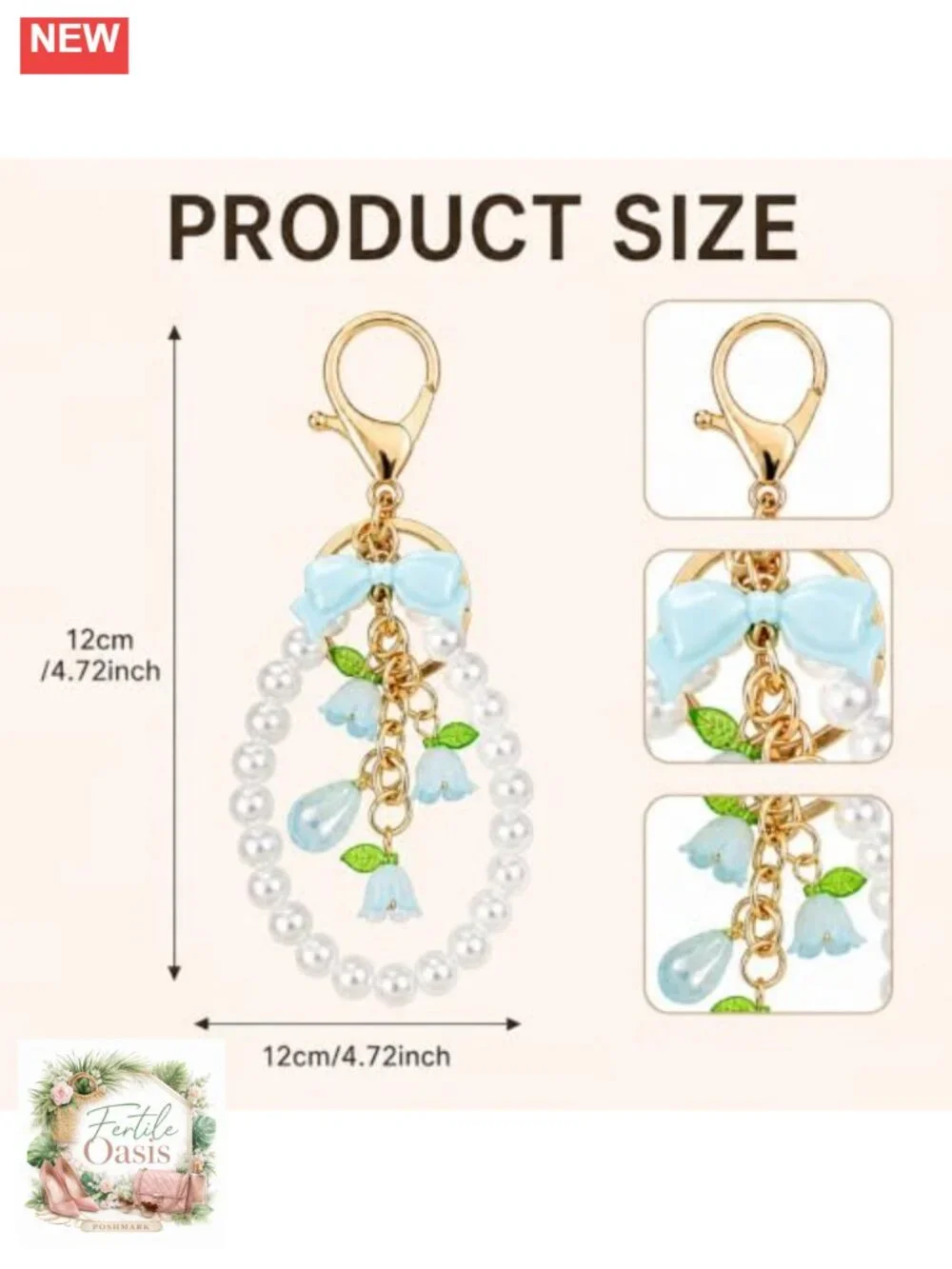Lily of the Valley Pearl Keychain Bag Charm Alloy Resin